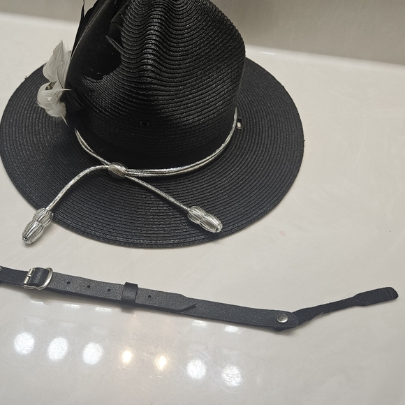 Classic Black "Major Payne" Sergant/Campaign Hat with removable hat feathers,etc - Picture 4 of 10